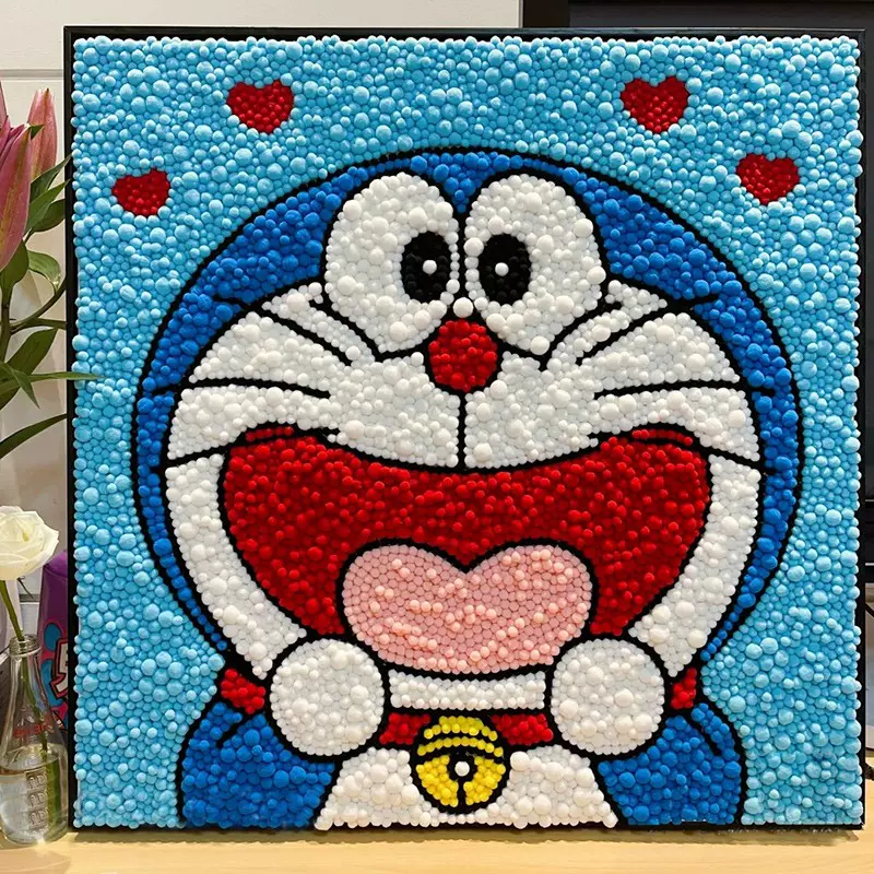 叮当猫毛球画diy手工材料包自己做小红书同款创意生日礼物装饰画
