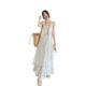 French Temperament Irregular White dress Children's Summer 2025 New High-end Fake Two-piece Vest Long Dress
