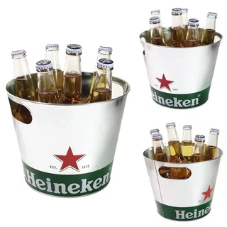 工厂小批量定制logo镀锌铁冰桶5L8L10L15L印刷金属铁皮桶户外露营