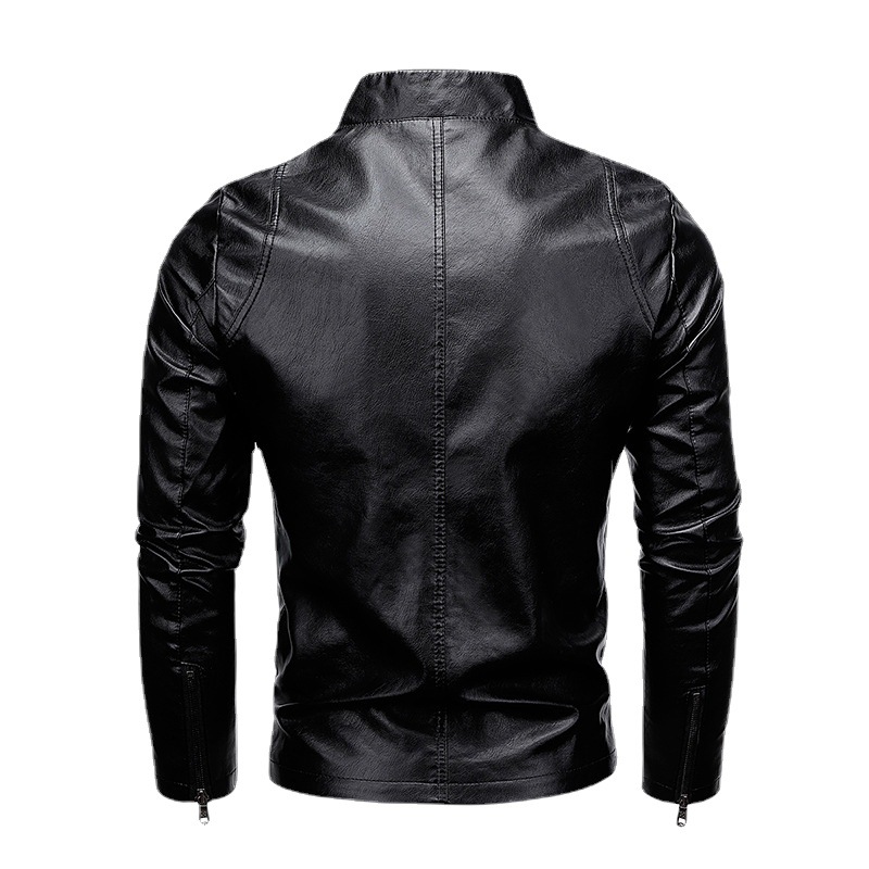 Neue lässige, lockere, dünne Motorrad-Lederjacke für Herren_voghion.com