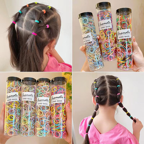 Colorful rubber bands that do not hurt hair and are highly elastic for girls and babies to tie their hair. Cute small scrunchies for babies. Hair ropes.