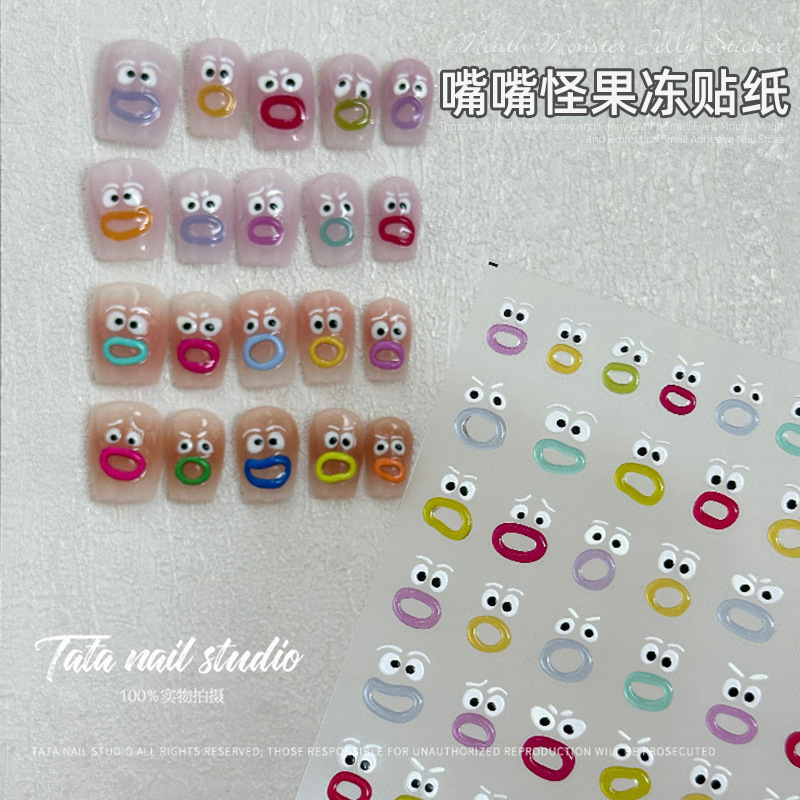 En línea celebridad pegatinas de uñas divertido Boca Grande Toot boca 2023 nueva historieta lindo estilo graffiti alivio al por mayor