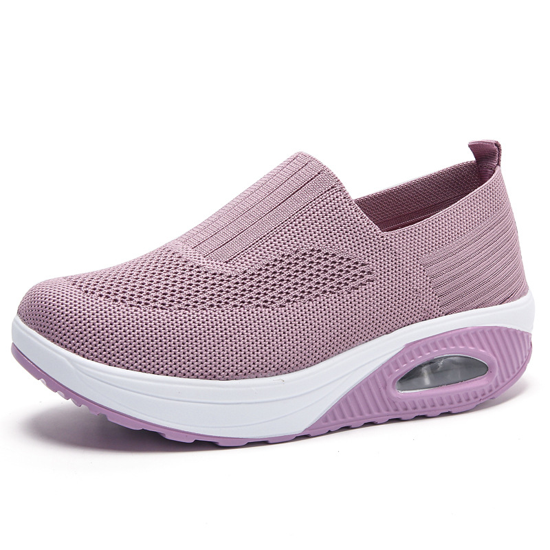 Otoño 2023 Zapatos de mujer patada transfronteriza vuelo cómodo tejido antideslizante de malla de fondo suave Comercio exterior transpirable cojín de aire zapatilla
