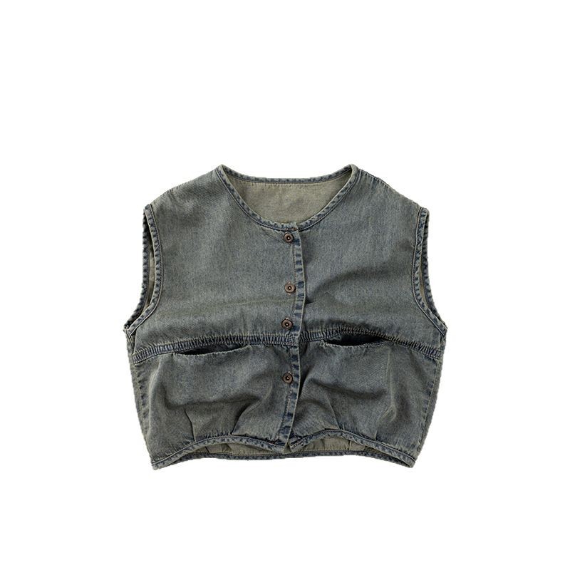 Chaleco de mezclilla delgado para niños 2025 verano nuevo estilo para niños y niñas chaleco delgado para bebés versión japonesa y coreana para niños de moda