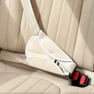 children, anti-neck-strangling seatbelt shoulder | Seat belt shoulder pad - ice-silk-triangular-shoulder-pad-in-beige-color