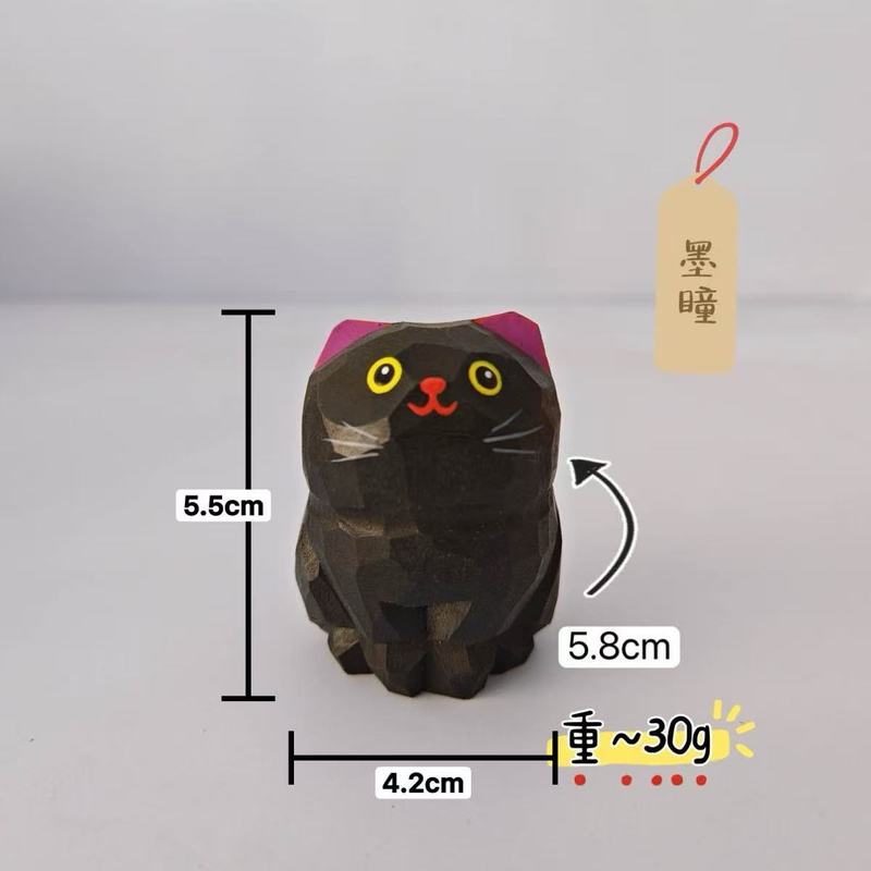 手工木雕小猫桌面摆件车内装饰DIY创意可爱萌宠饰品实木原创治愈|undefined