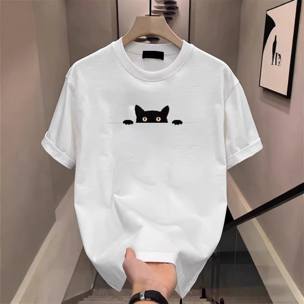 European and American Fashion Brand Short-sleeved Ins Pure Cotton Summer New Men's Printed T-shirt Trendy Men's All-match Round Neck T-shirt for Men