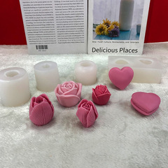 立體鬱金香花骨朵香薰蠟燭創意玫瑰花蛋糕裝飾翻糖巧克力硅膠模具