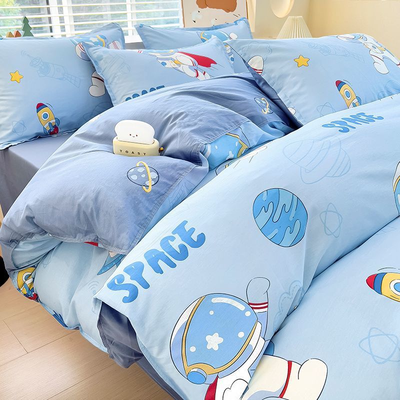 Cartoon coberta de edredón de algodón grueso de una sola pieza 1.5 dormitorio estudiantil 150x200x230 edredón único hogar