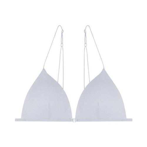 New style women's comfortable triangle cup bra without wires, thin, sexy and beautiful back and front button single piece bra