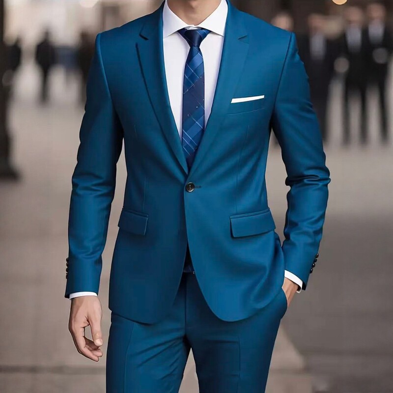 Men's Business Casual Suit Slim Fit Korean Style Wedding Groomsman Tuxedo Two-Piece Set Cross-Border Foreign Trade Men's Business Casual Suit Slim Fit Korean Style Wedding Groomsman Tuxedo Two-Piece Set Cross-Border Foreign Trade