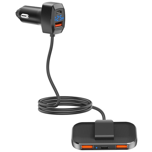 Cross-border wholesale car-mounted mobile charger super fast charging 31W voltage display one-does-five front and rear charging