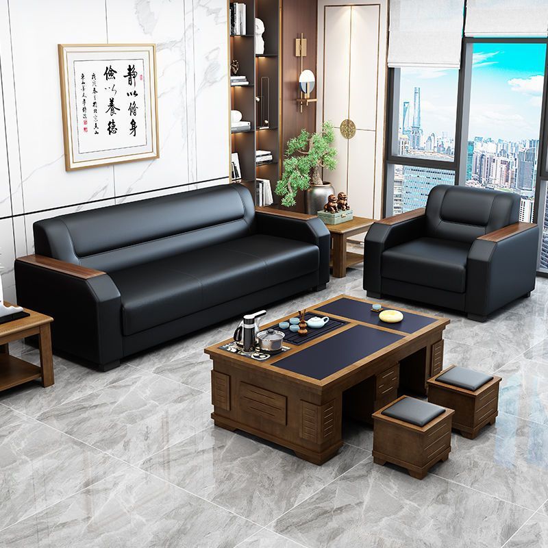 办公室沙发茶几组合套装接待商务简约现代会客新中式单双人三人位
