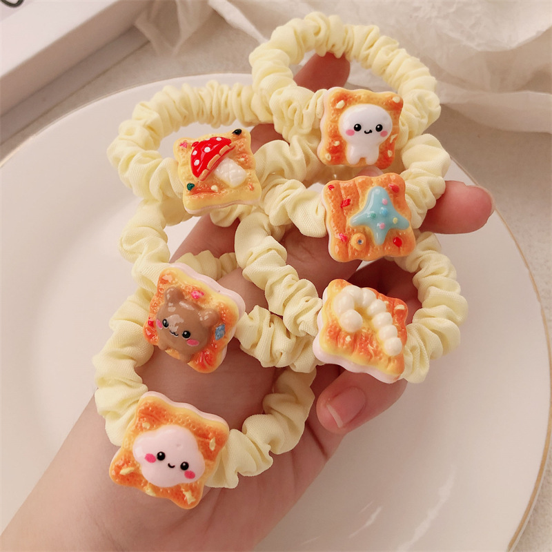 Hermosas nubes amarillas leche estrellas de mar intestino delgado anillo de cabello de la niña dulce banda de goma cuerda de cabeza nueva cuerda de cabello de dibujos animados adornos para el cabello