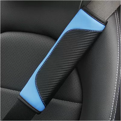 Seat belt shoulder pad pad, carbon fiber shoulder - sports-style-carbon-fiber-shoulder-pad-blue-single-piece-23cm