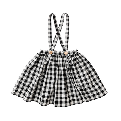 2024 New Children's Classic Black and White Striped Overalls Dress with Adjustable Straps A-line Puff Skirt for Girls