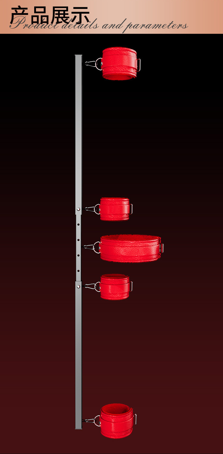 Steel Pipe Bondage Hand and Foot Cuffs Set, Adjustable Red Restraint Kit for Adults — detail image 26