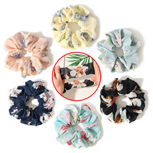 跨境欧美流行兰花雪纺发圈布艺雏菊斜纹雪纺扎头绳发饰女士头饰