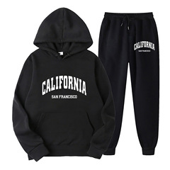 国境を越えた欧米のhoodieの大きいサイズのベルベットの服のスーツの新型の男女の長袖のガーディアンのズボンの頭のフード