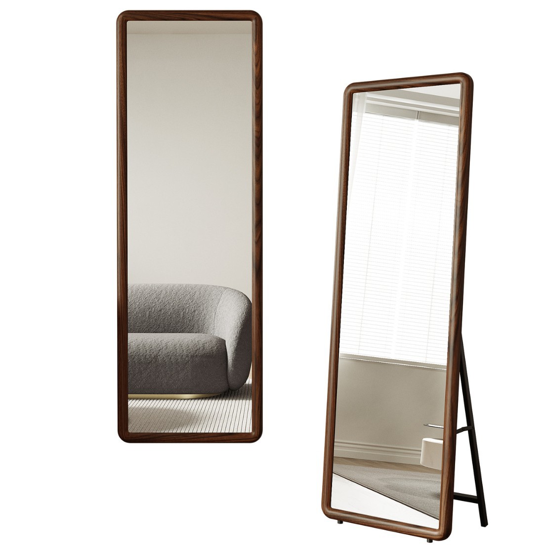 Espejo de cuerpo entero Espejo de piso de madera maciza Espejo de cuerpo entero montado en la pared para el hogar Espejo de cuerpo entero antiguo Espejo de tocador para niñas Espejo de tocador