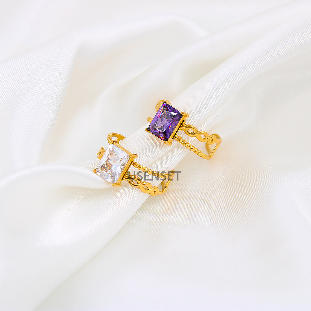 Fashion Geometric Stainless Steel Plating Zircon Rings 1 Piece