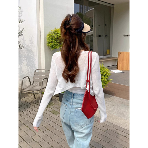 Linen Sun Protection Cardigan Knit Outerwear for Women Summer Tank Top Skirt Overcoat Short-Sleeve Top Thin Cardigan