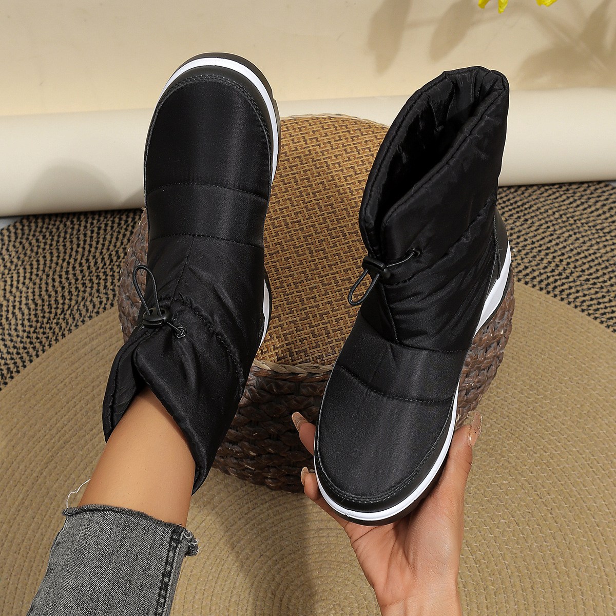 Large size snow boots women's winter cotton boots with cashmere warm short boots_voghion.com