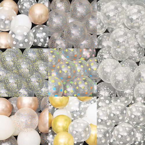 Cross-border transparent printed colorful polka dot snowflake balloons wedding birthday party balloons wedding round polka dot balloons