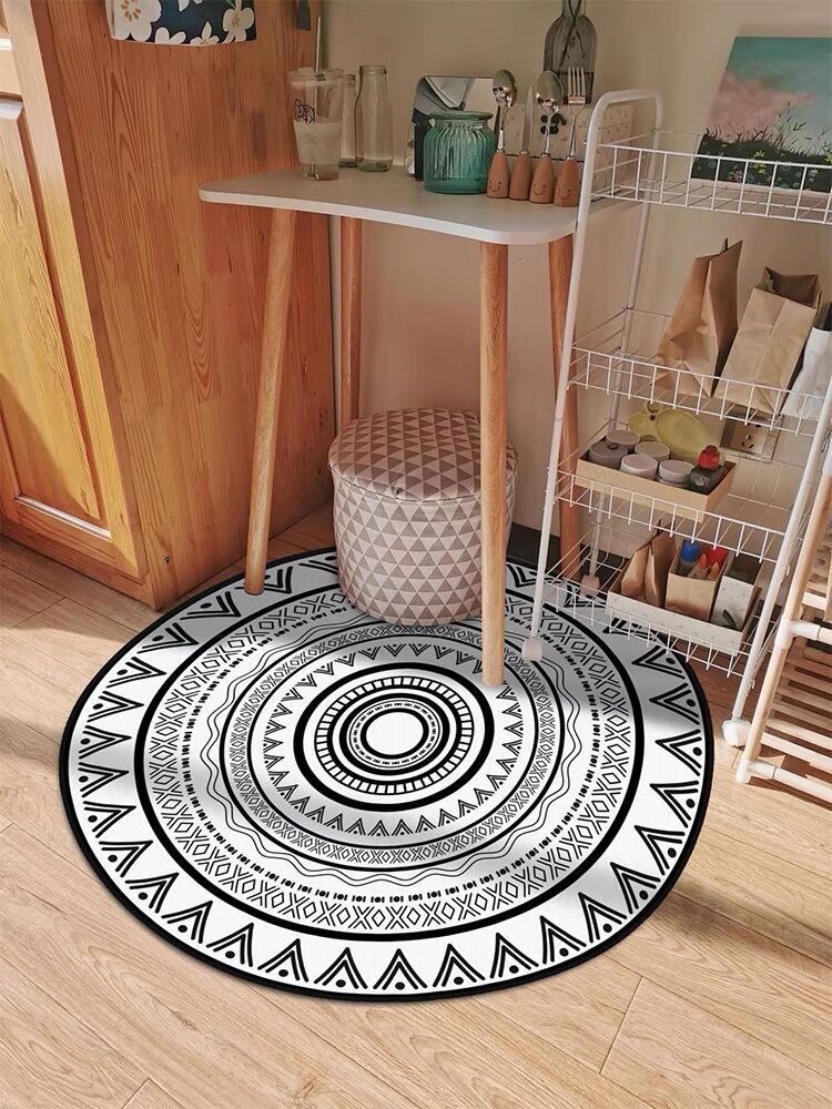 Nórdico abstracto ins estilo sala de estar mesa de café estera dormitorio habitación redonda cristal terciopelo alfombra absorbente antideslizante colgante cesta estera