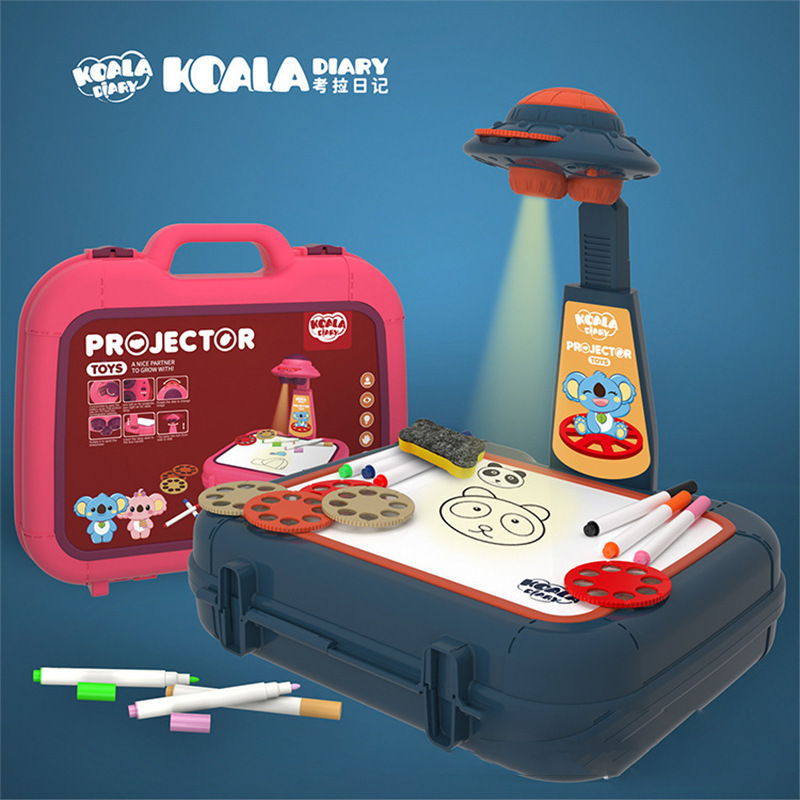 Koala Diary Children's Projection Drawing Board Suitcase Design Sound and Light Projection Drawing Board Table Erasable Doodle Board Gadget Koala Diary Children's Projection Drawing Board Suitcase Design Sound and Light Projection Drawing Board Table Erasable Doodle Board Gadget