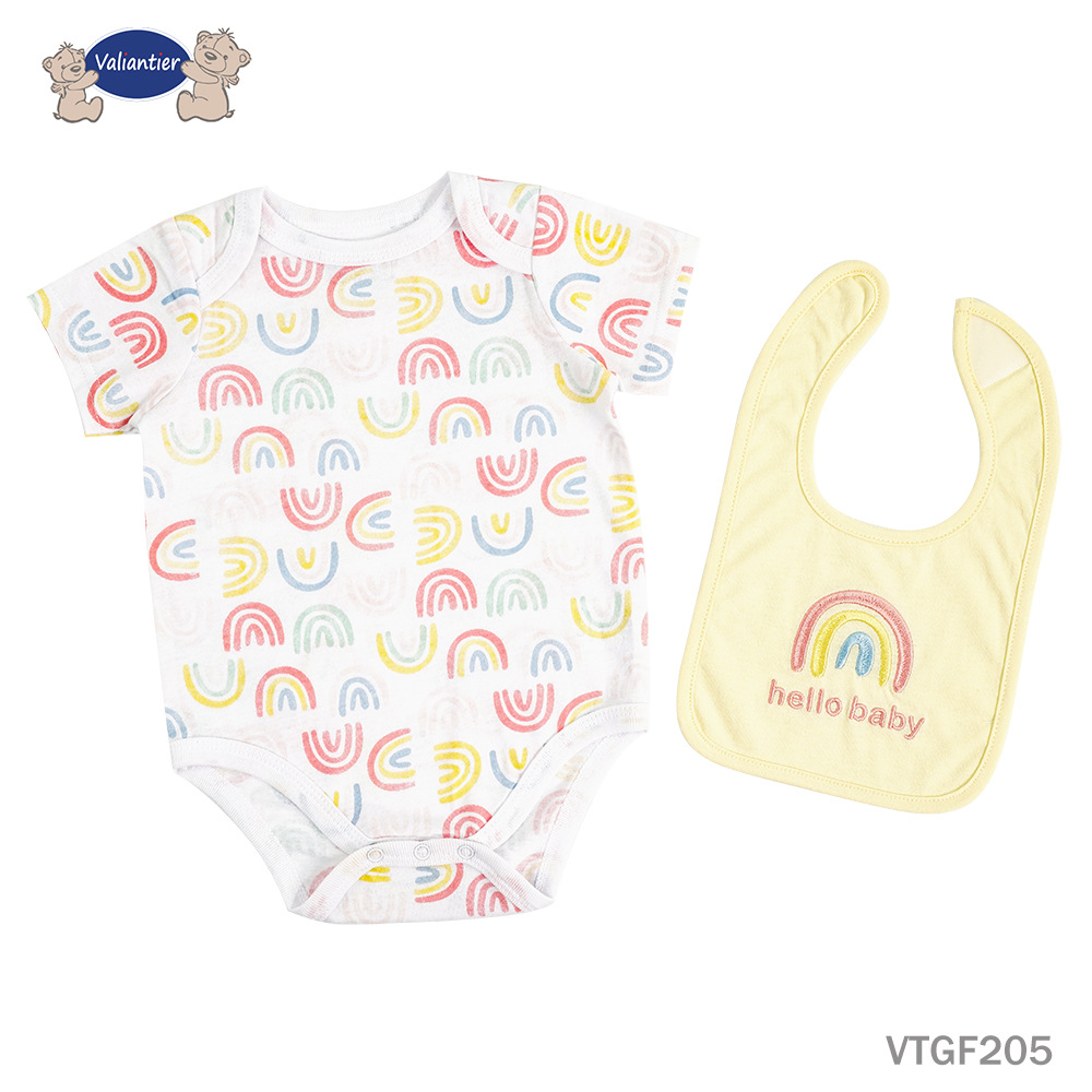 Verano recién nacido con toallas de saliva set dibujos animados lindos bebés ropa de mangas cortas bebés abrigo image 11