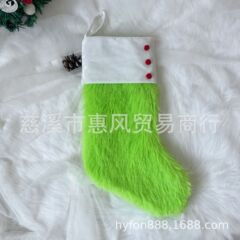 クロスボーダー新しいクリスマスソックスフルーツグリーンスリムぬいぐるみ装飾ソックスホワイトベルベットエッジ 20inch レッドフルーツ装飾ギフトバッグ