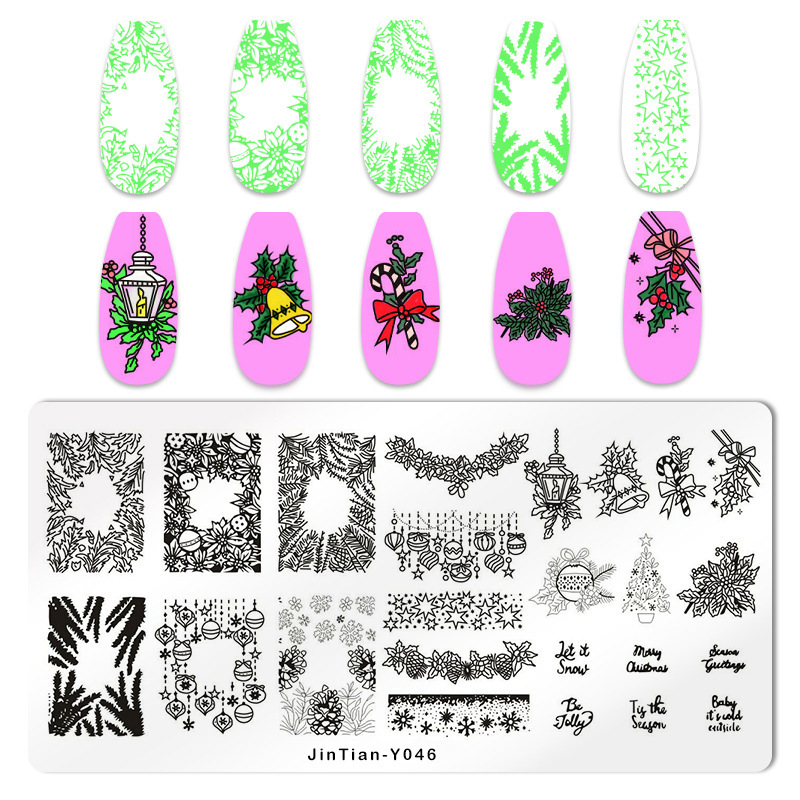 美甲印花钢板爆款雪花圣诞 NailSteelPlate转印指甲模板工具批发|undefined