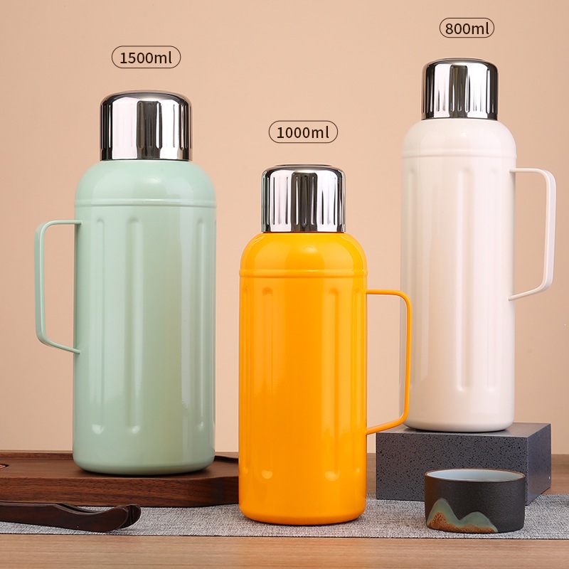 Nuevo acero inoxidable simple taza de aislamiento de alta capacidad portátil al aire libre casera de regalo tetera de vacío gruesa tetera de aislamiento térmico