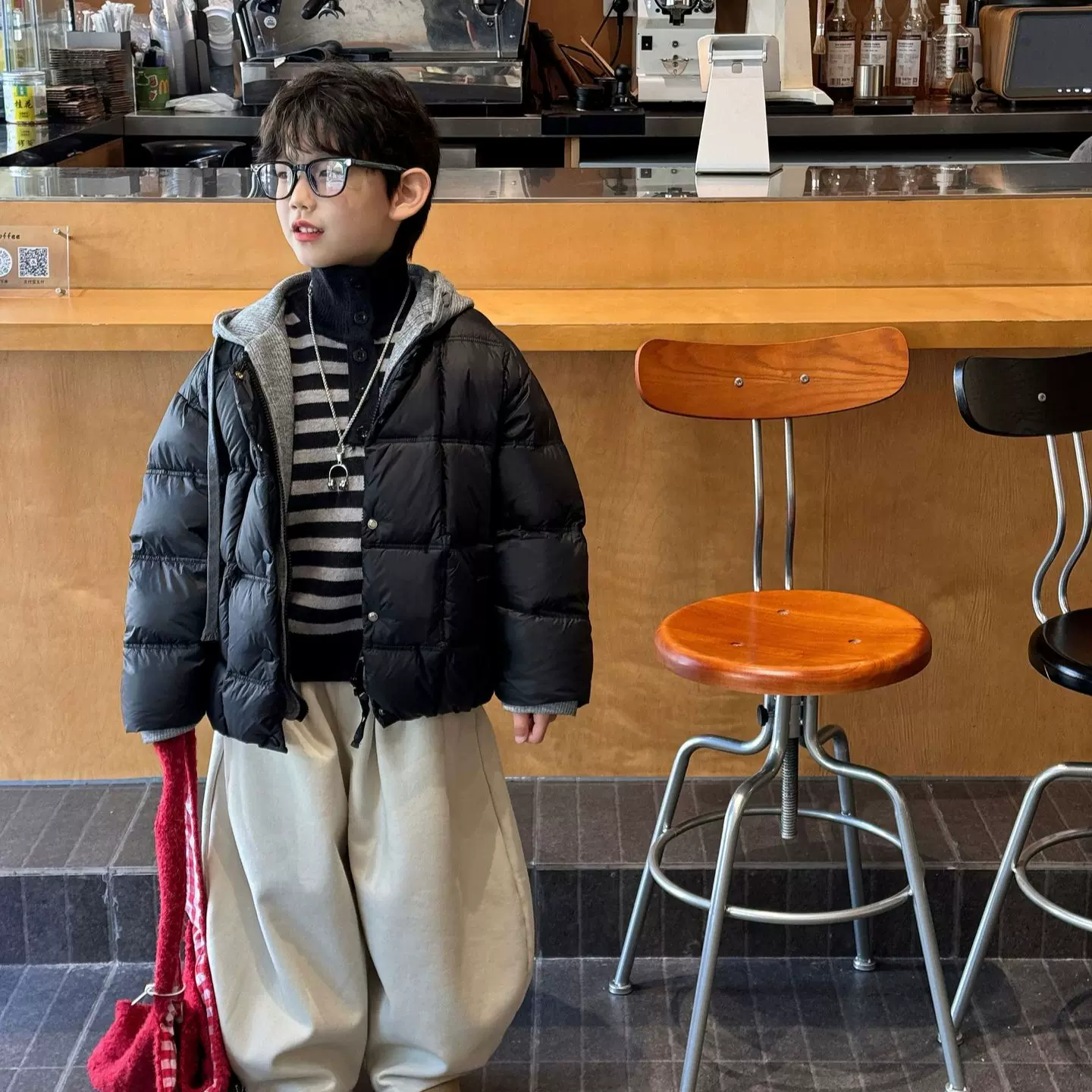 泰如2025冬季新款韩版男童连帽防寒保暖90白鸭绒服儿童羽绒服外套