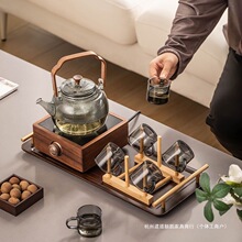 电陶炉煮茶器胡桃木家用玻璃煮茶壶煮茶炉办公泡茶壶茶具套装