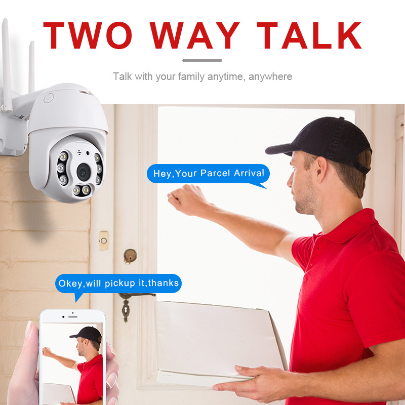 Cámara de Seguridad HD Tipo Domo TUYA 3MP de ABS y PC con Detección de Movimiento para Exterior