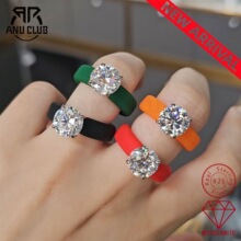 �羳��Ʒ925�y3����DɫĪɣʯ��ָ�����\��Ů��ɫ���W��ins���l