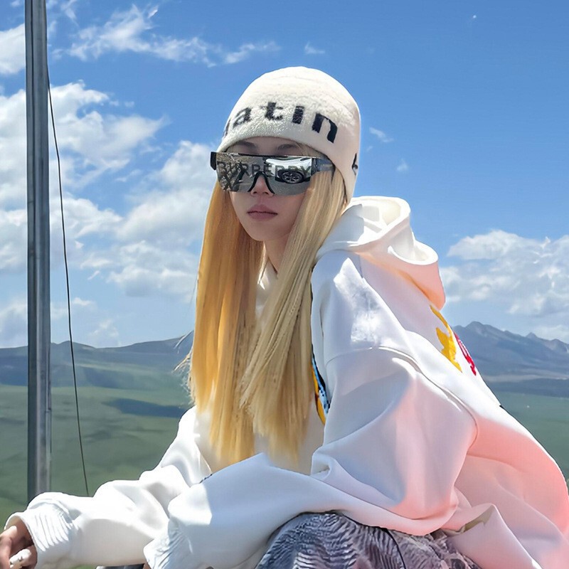 美式街头字母提花针织帽子女款大头围显脸小包头帽秋冬保暖冷帽潮|undefined