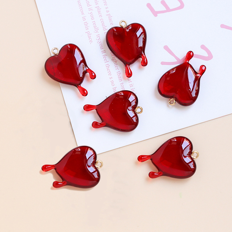 1 Piece Simple Style Heart Shape Arylic Enamel Valentine's Day Jewelry Accessories display picture 6