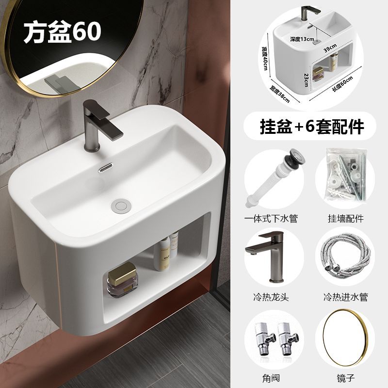 Crema de viento colgante tipo pared lavabo cerámico elíptico lavabo