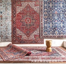 美式复古地毯客厅跨境波西米亚水洗底仿羊绒地毯防滑加厚卧室地毯