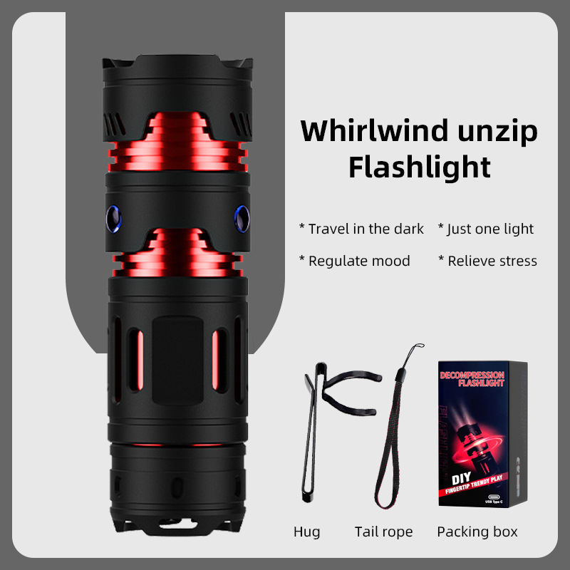 Nueva linterna de aleación de aluminio al aire libre fuerte luz de carga creativa descompresión pequeña linterna de iluminación de emergencia del hogar