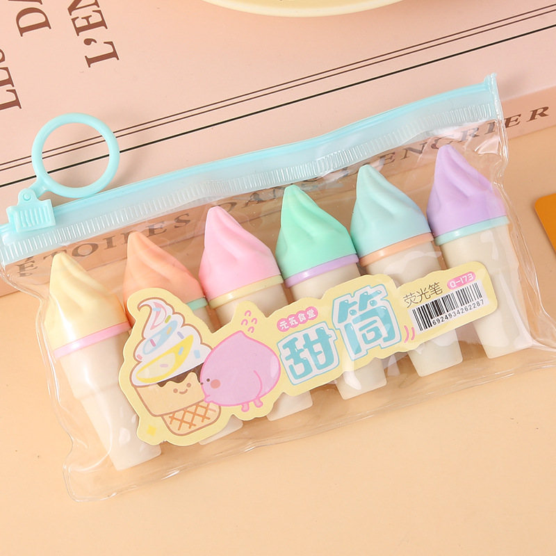 Mini resaltador súper lindo, dibujo de dibujos animados de estudiante, marcador de pintura, punto clave del fabricante al por mayor