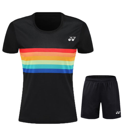 Yy Quick-Drying Badminton Suit for Men and Women, Ice Silk Short-Sleeved Net Volleyball Sports Table Tennis Jersey Team Uniform, Customized Summer