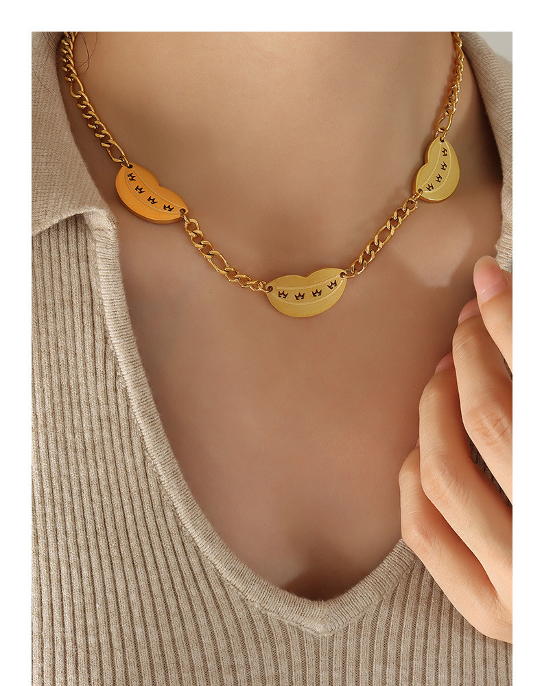 Fashion Heart Shape Titanium Steel Plating Necklace