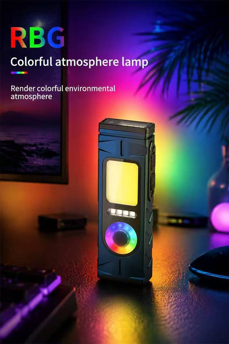 Cross-border outdoor camping work high-brightness zoomable multifunctional portable flashlight with hook, long battery life, rechargeable