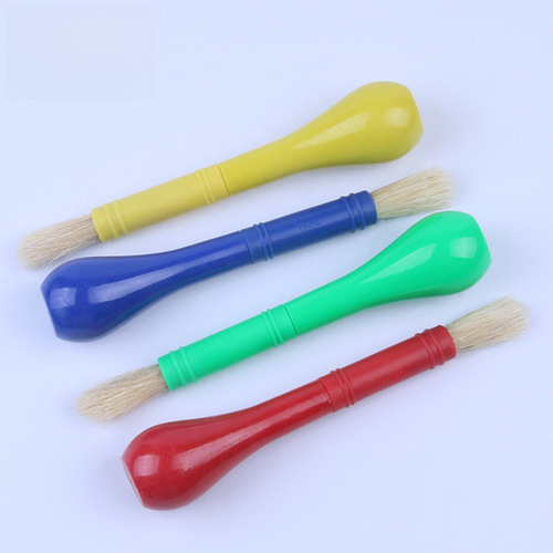 Factory wholesale 4 candy-colored single paintbrushes for children's early education art painting tools plastic boar hair DIY paintbrushes