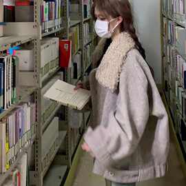 高毛领呢子大衣女2025秋冬新款小个子韩系冬装短款加厚宽毛呢外套
