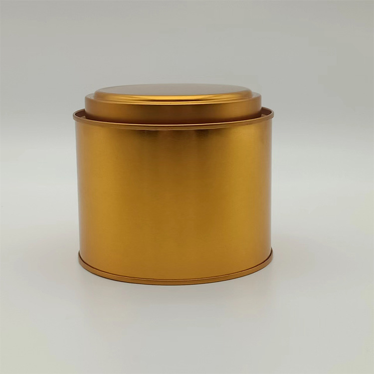 新款简约纯色马口铁茶叶罐零食罐糖果罐多用储物圆形罐